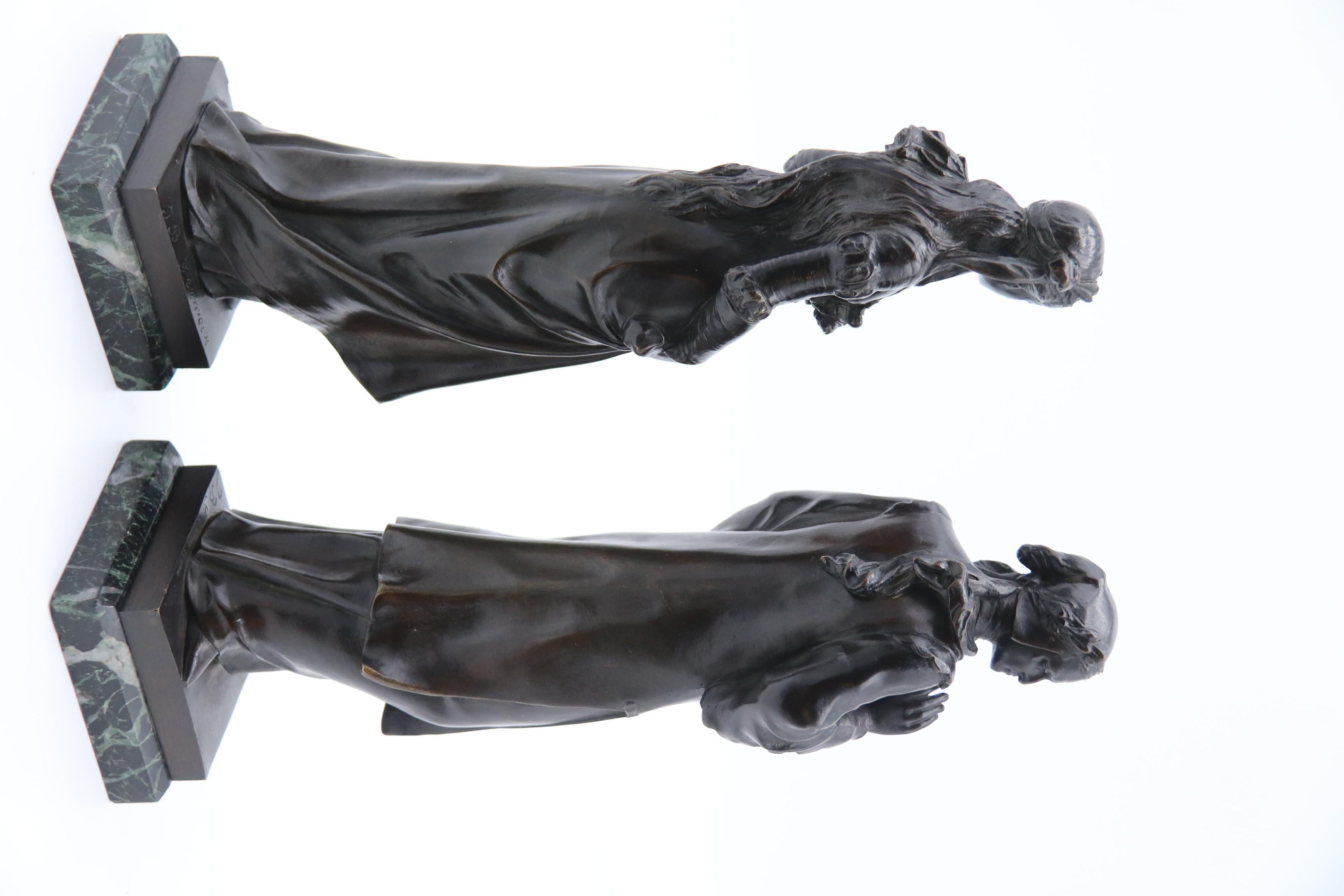 Ein Paar Bronzen im Renaissance-Stil des 19. Jahrhunderts von Jean Baptiste Germain, um 1880 im Zustand „Gut“ im Angebot in Central England, GB