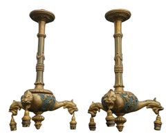 A Pair of 19th Century Rococo Three Branch Gilt Wood Chandeliers Hand Carved