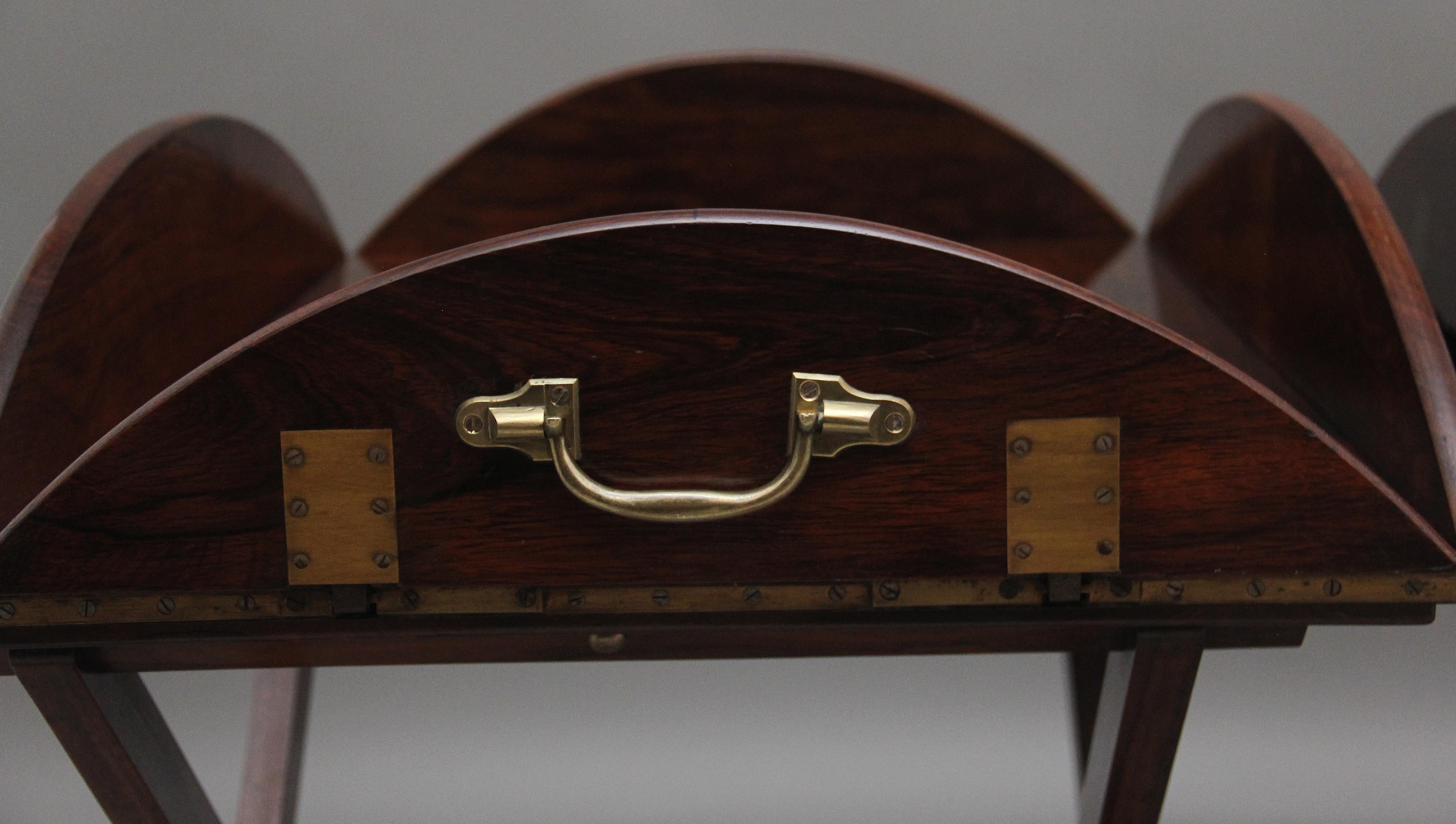 A pair of 19th Century rosewood folding butlers tray on stands For Sale 4