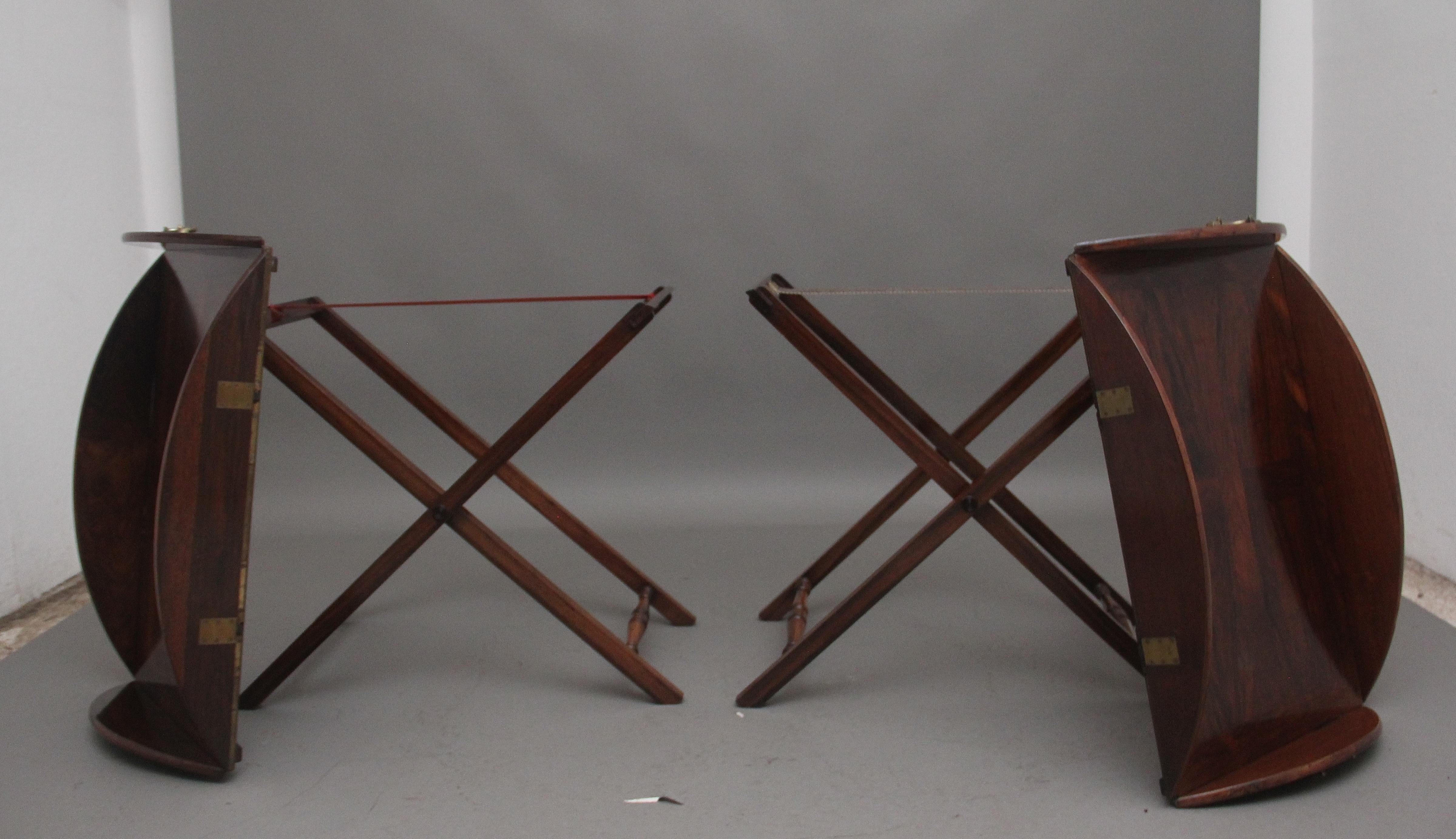 A pair of 19th Century rosewood folding butlers tray on stands For Sale 6