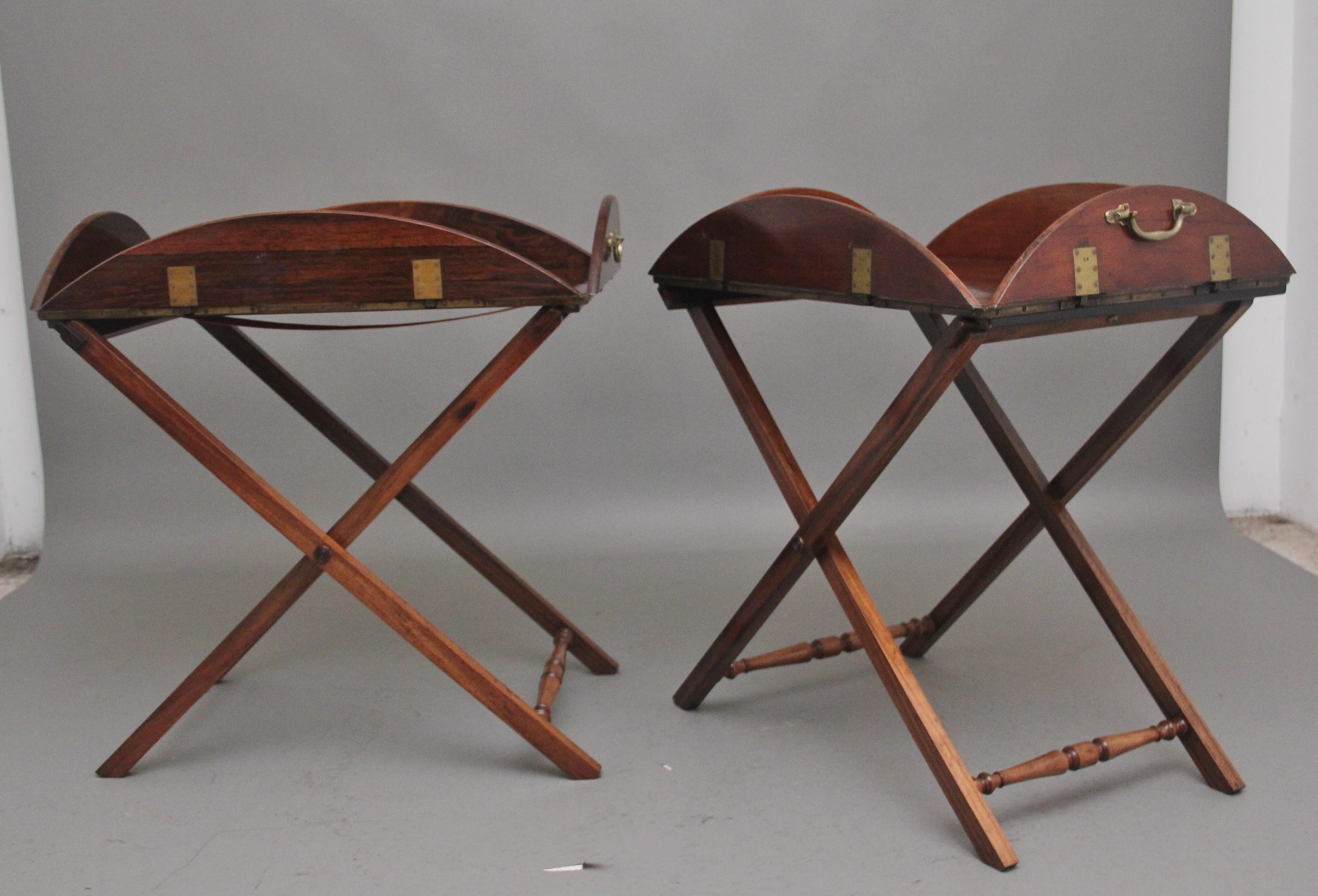 A pair of 19th Century rosewood folding butlers tray on stands For Sale 2