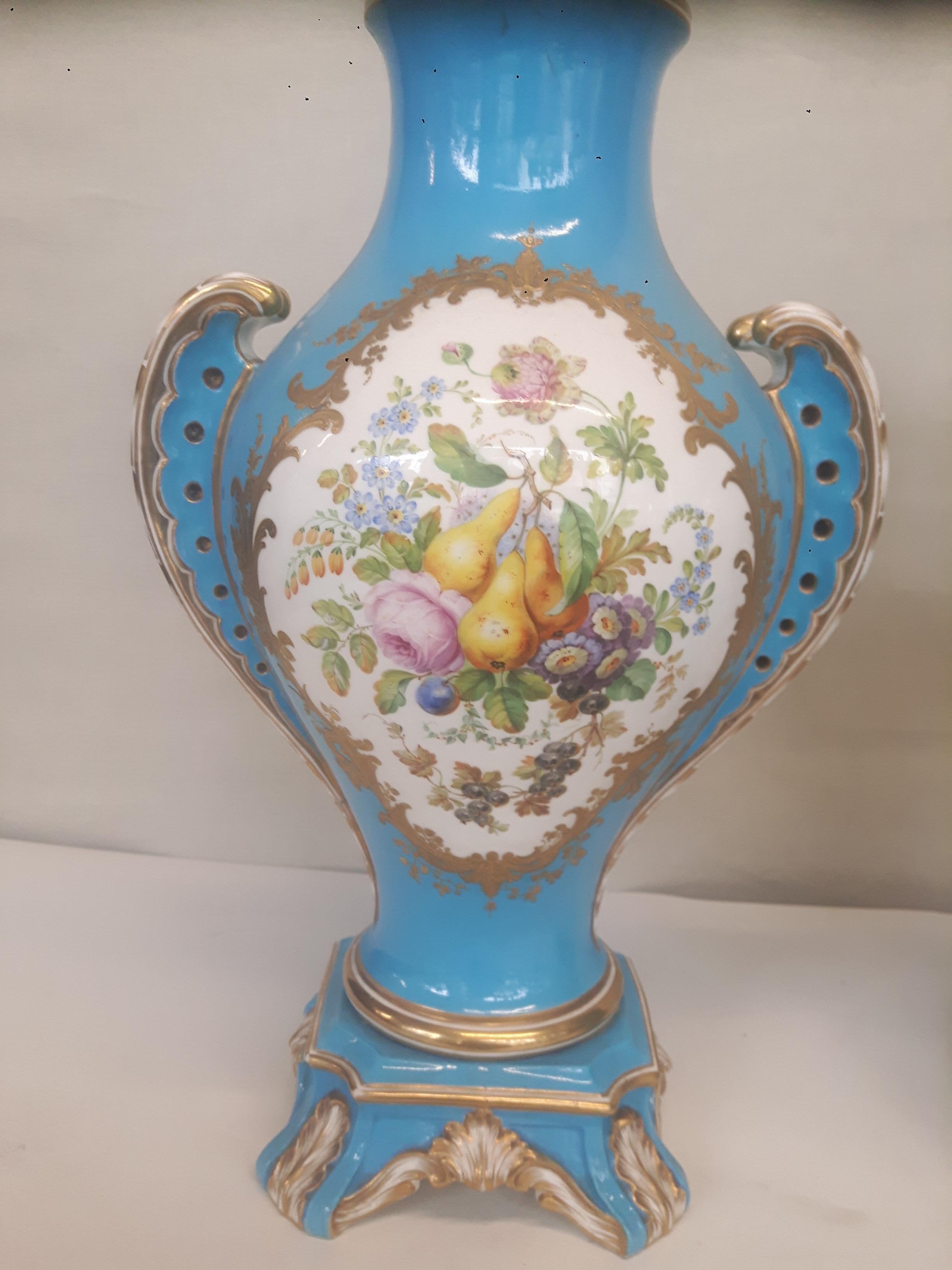 Enameled Pair of 19th Century Severe Style Vases For Sale