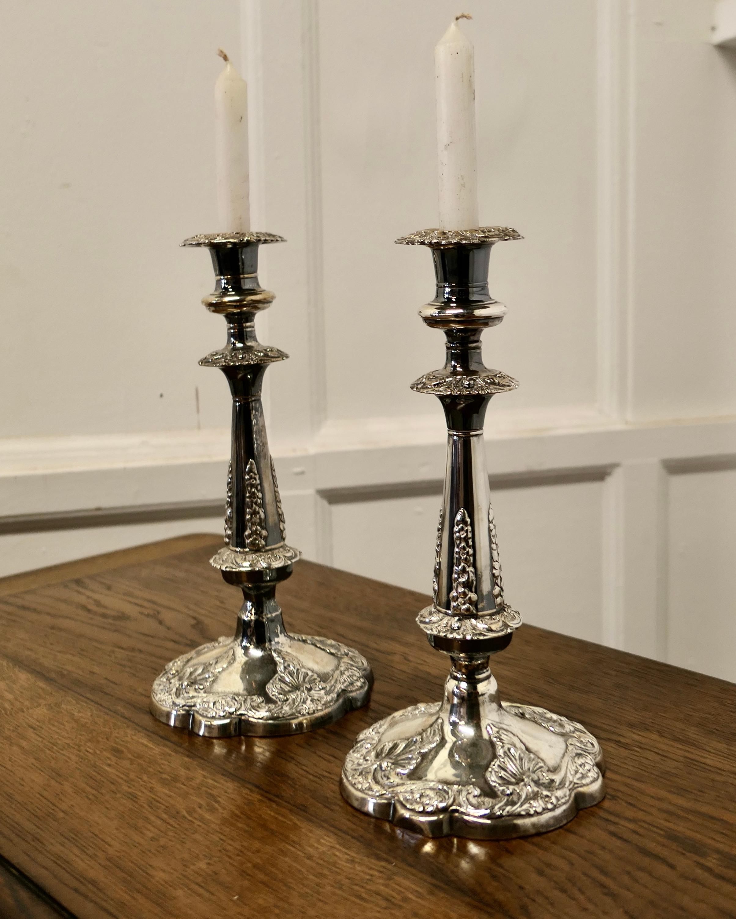 Pair of 19th Century Silver Plated Candle Sticks For Sale 3