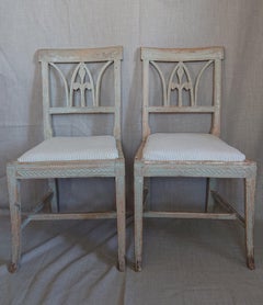 Pair of 19th Century Swedish Gustavian Chairs with Originalpaint