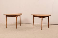 Pair of 19th Century Swedish Painted Wood Demilune in Warm Brown Color