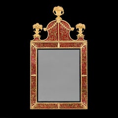 A Pair of 19th Century Swedish Red Verre Eglomise Mirror After Precht