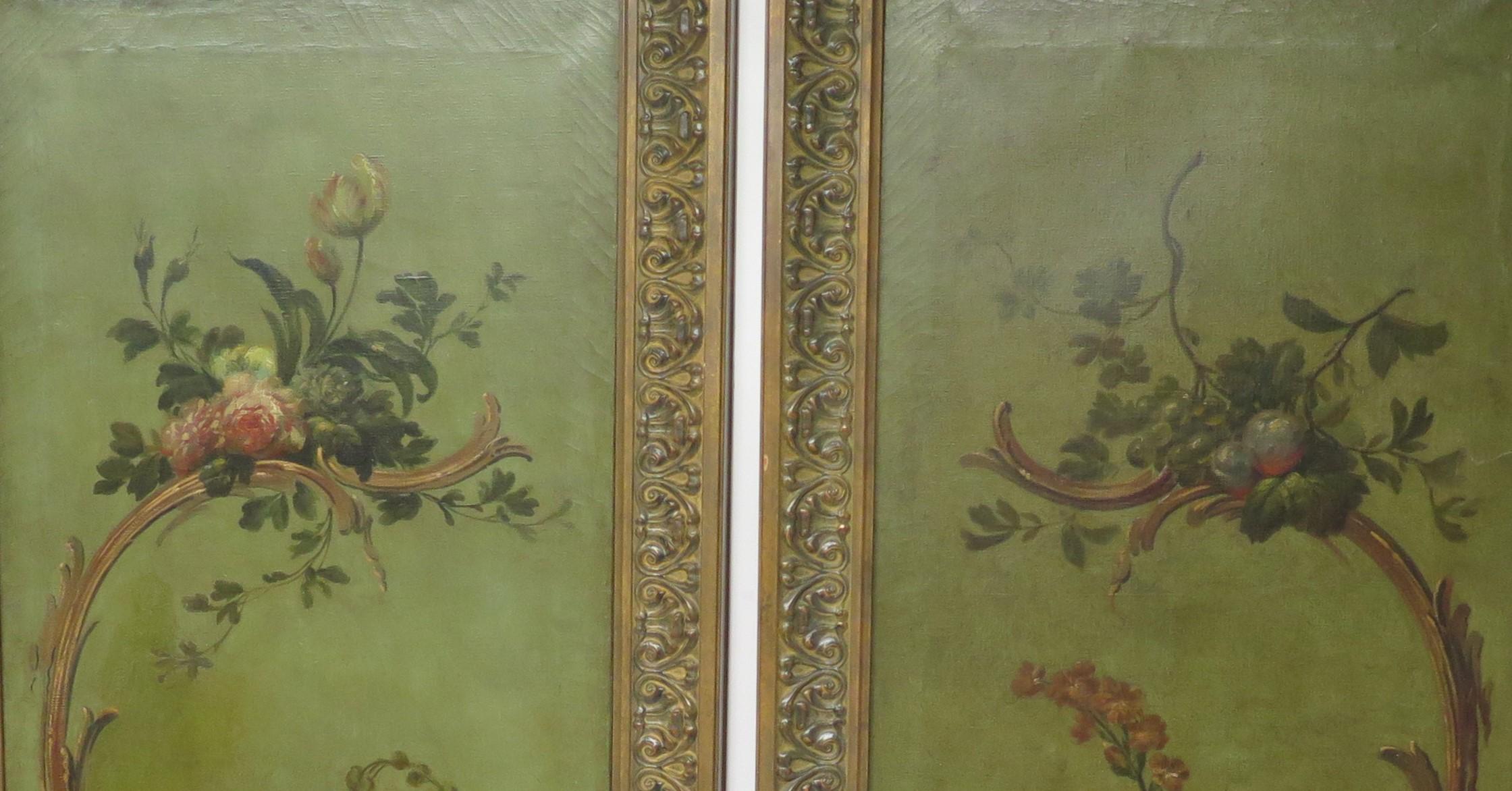 Paire de grands panneaux peints du 19e siècle en vente 2