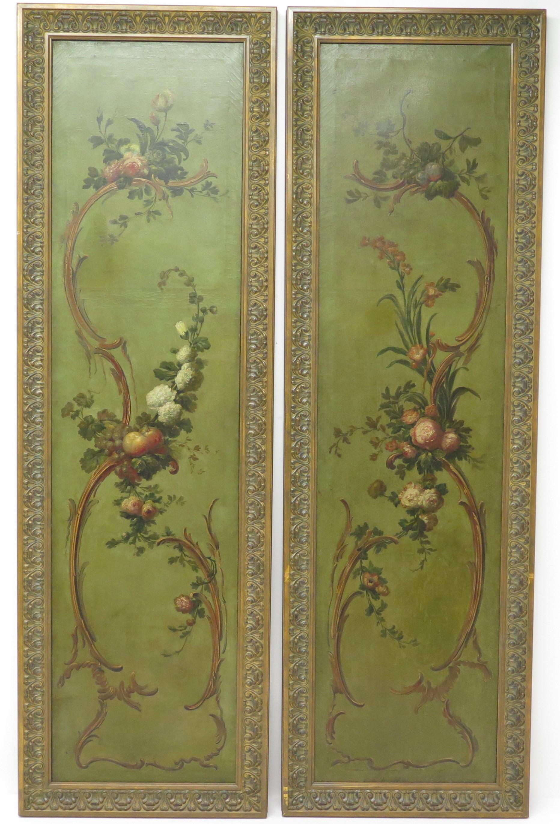 A Pair of 19th Century Tall Painted Panels For Sale 7