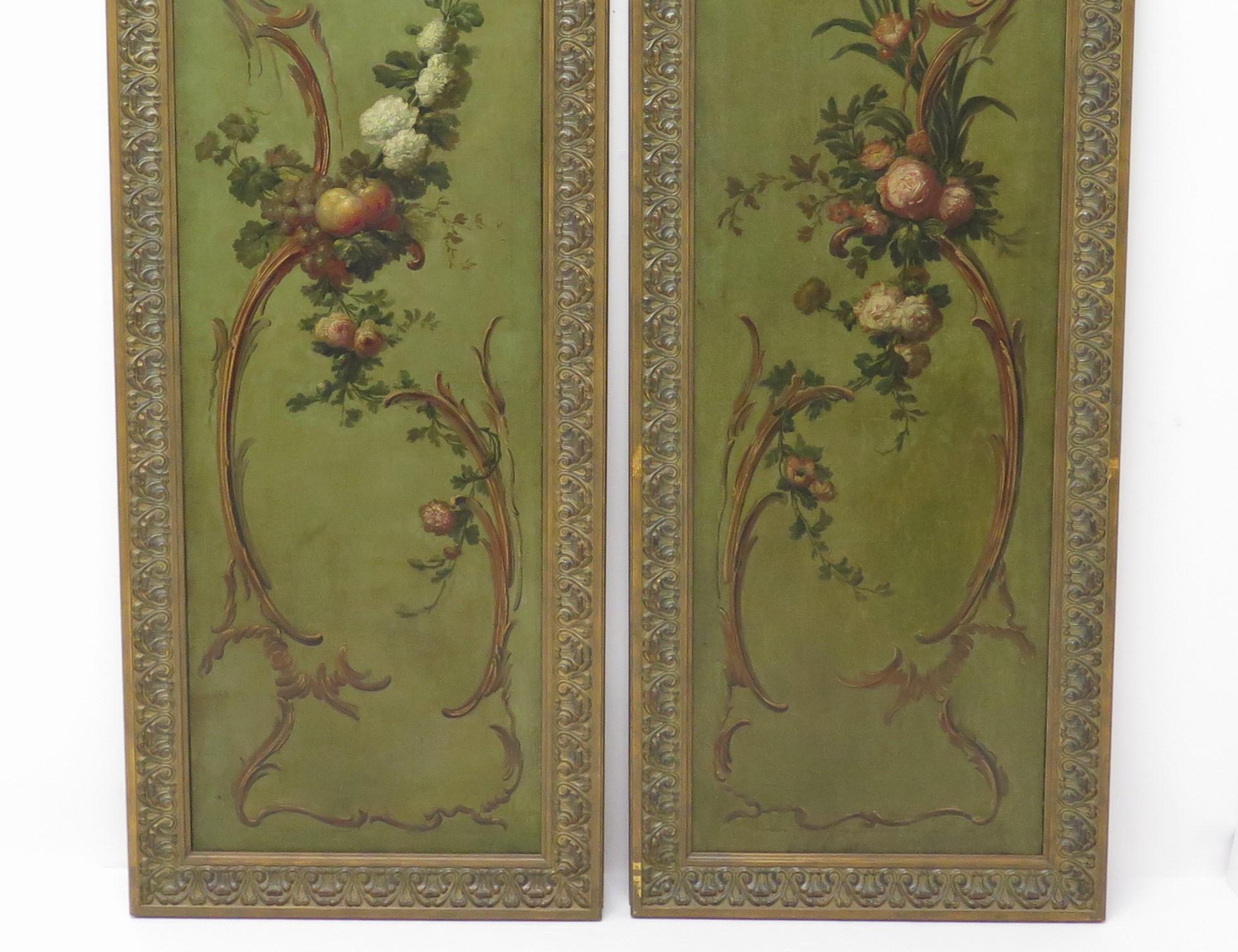 Baroque Paire de grands panneaux peints du 19e siècle en vente