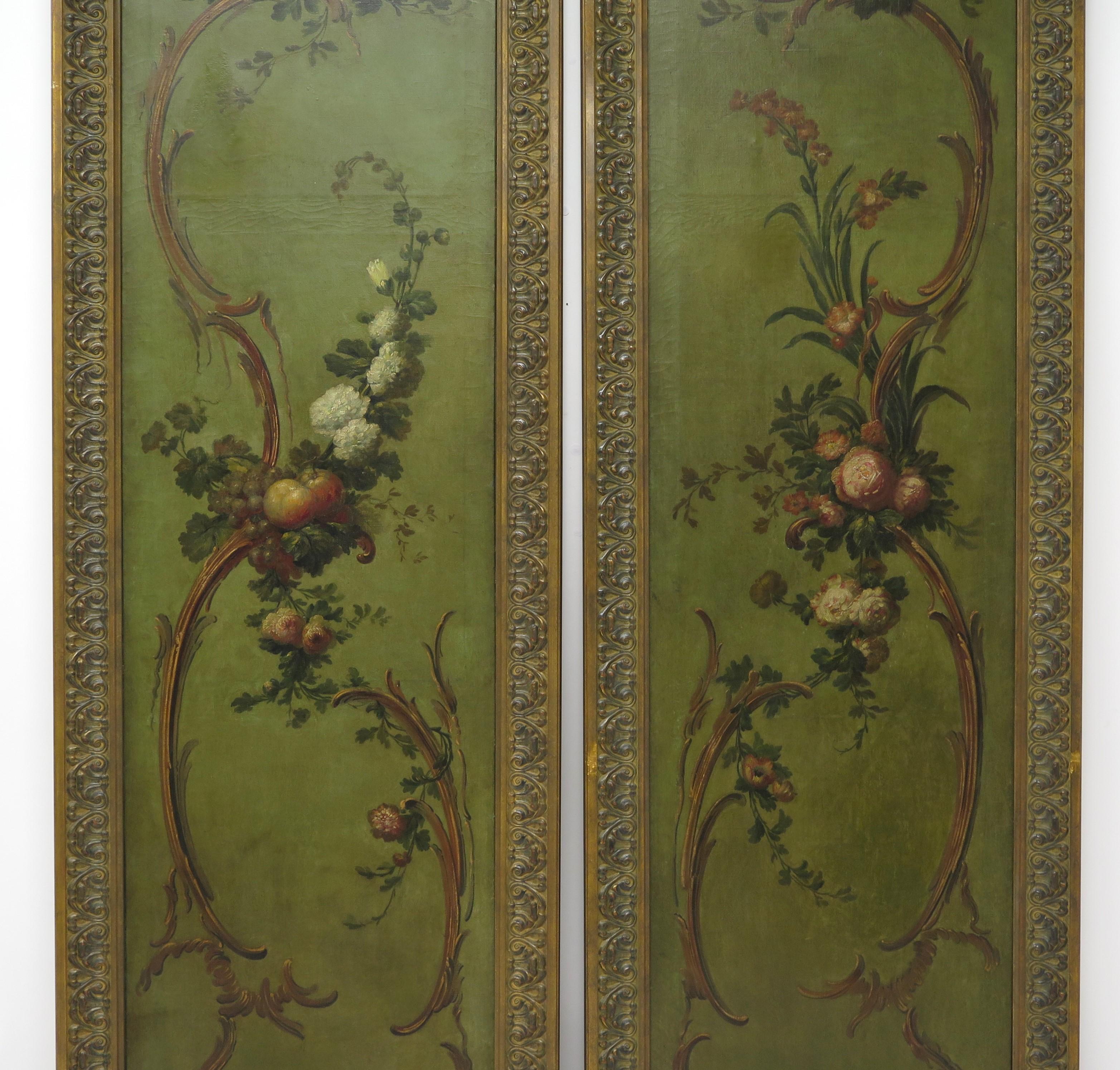 A Pair of 19th Century Tall Painted Panels In Good Condition For Sale In Dallas, TX