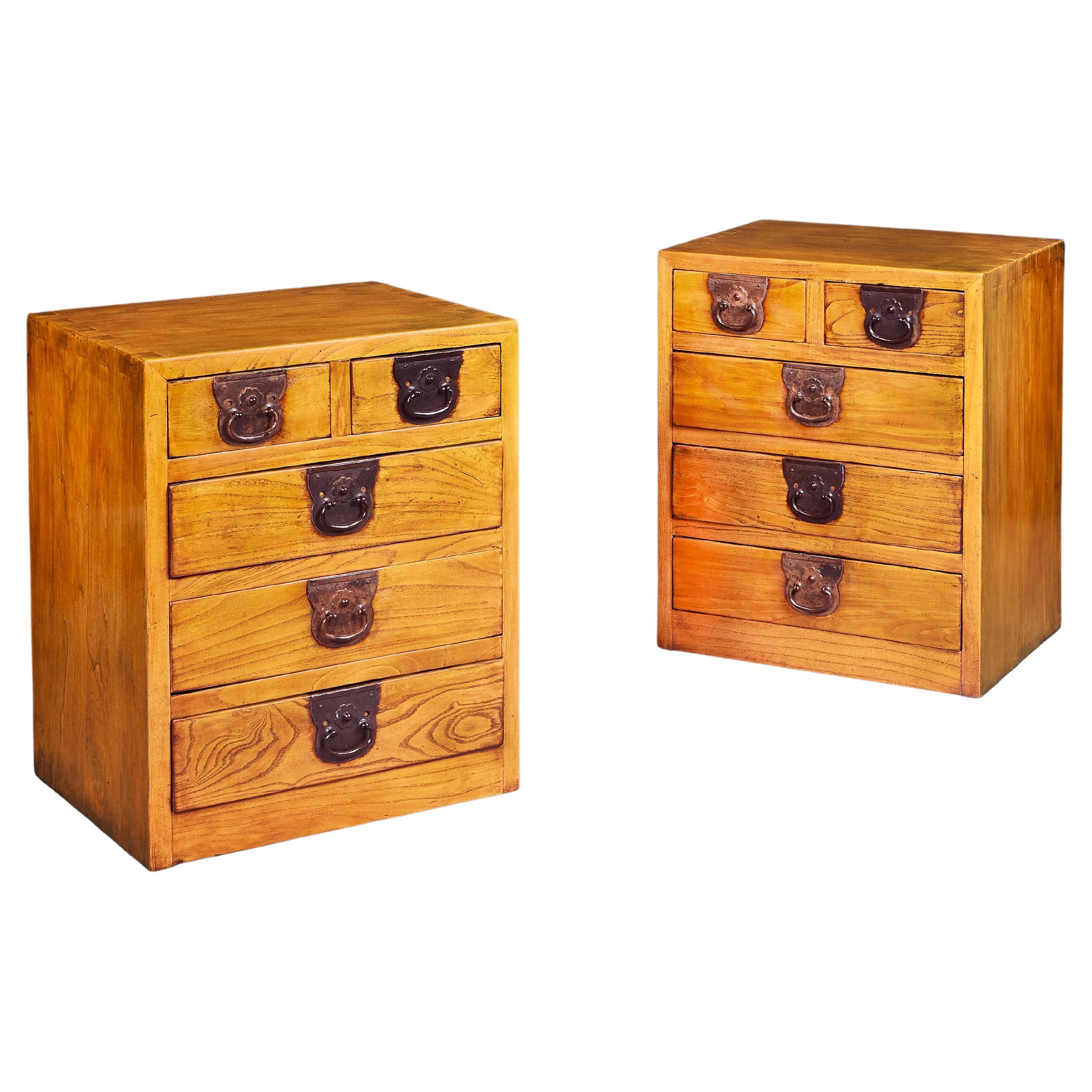 HENREDON Asian Japanese Tansu Campaign Bedside / Nightstands