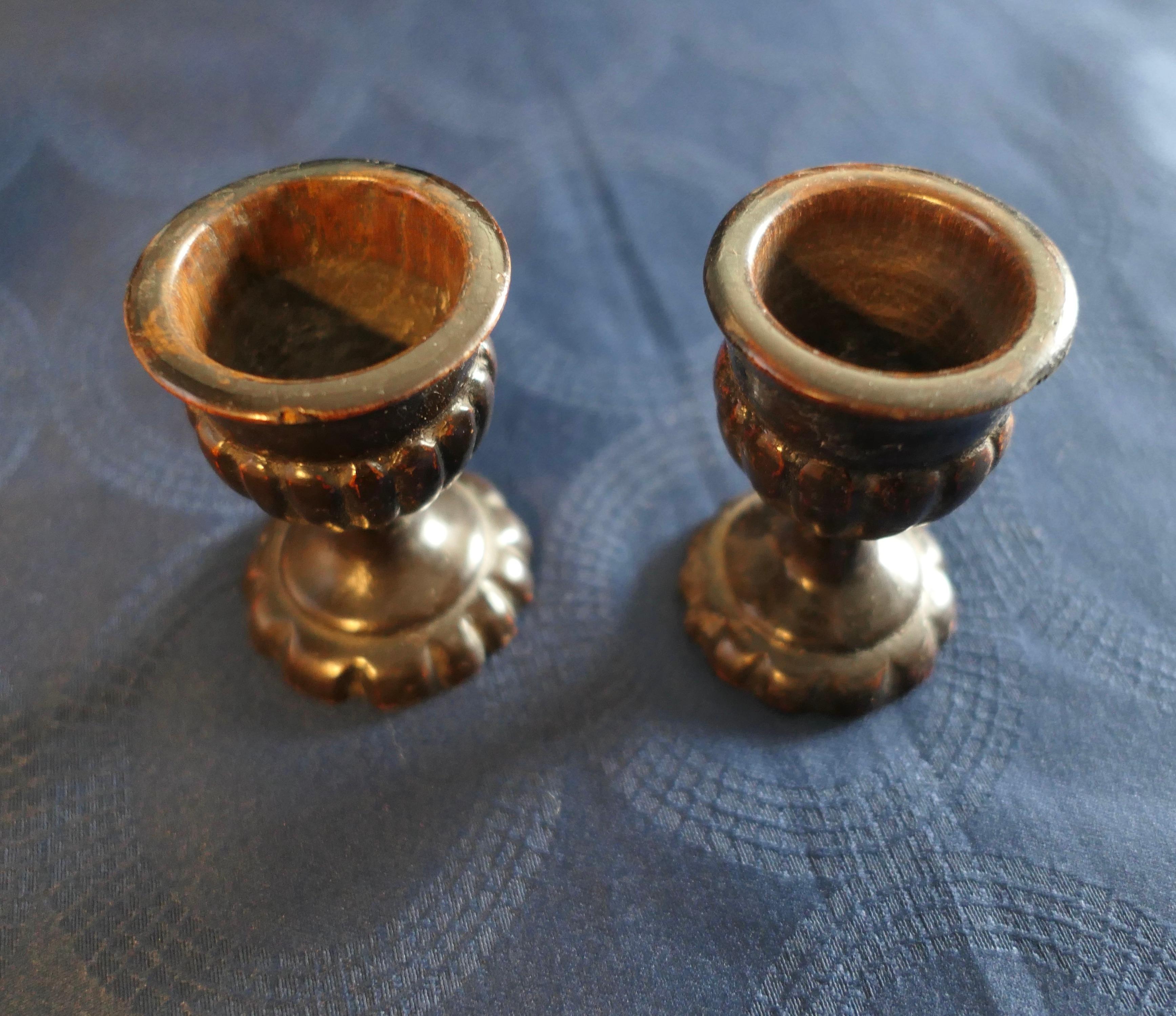 Gothic Revival A Pair of 19th Century Treenwear Gothic Oak Eggcups    For Sale