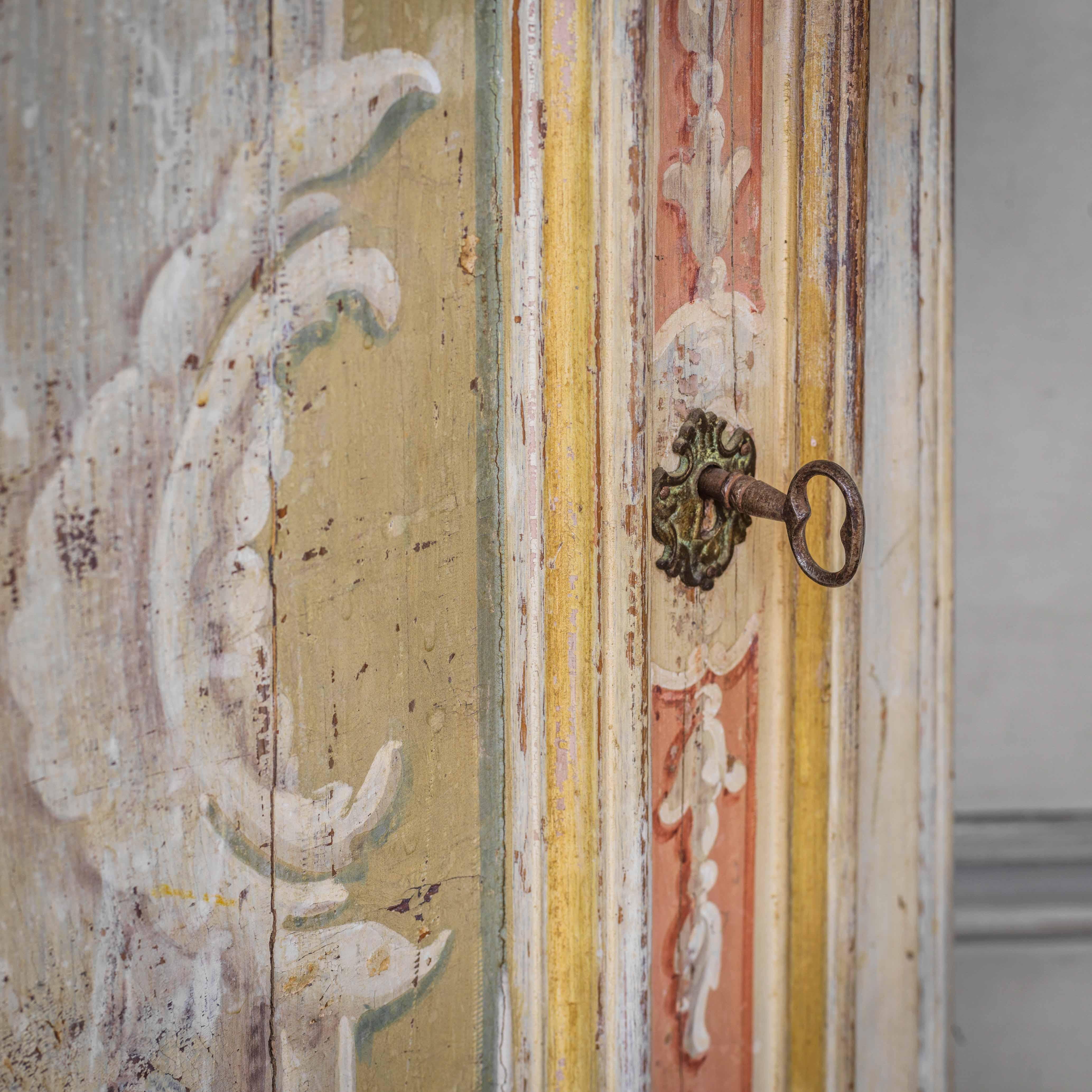 Pair of 19th Century Venetian Hand Painted Painted Corner Cabinets 1