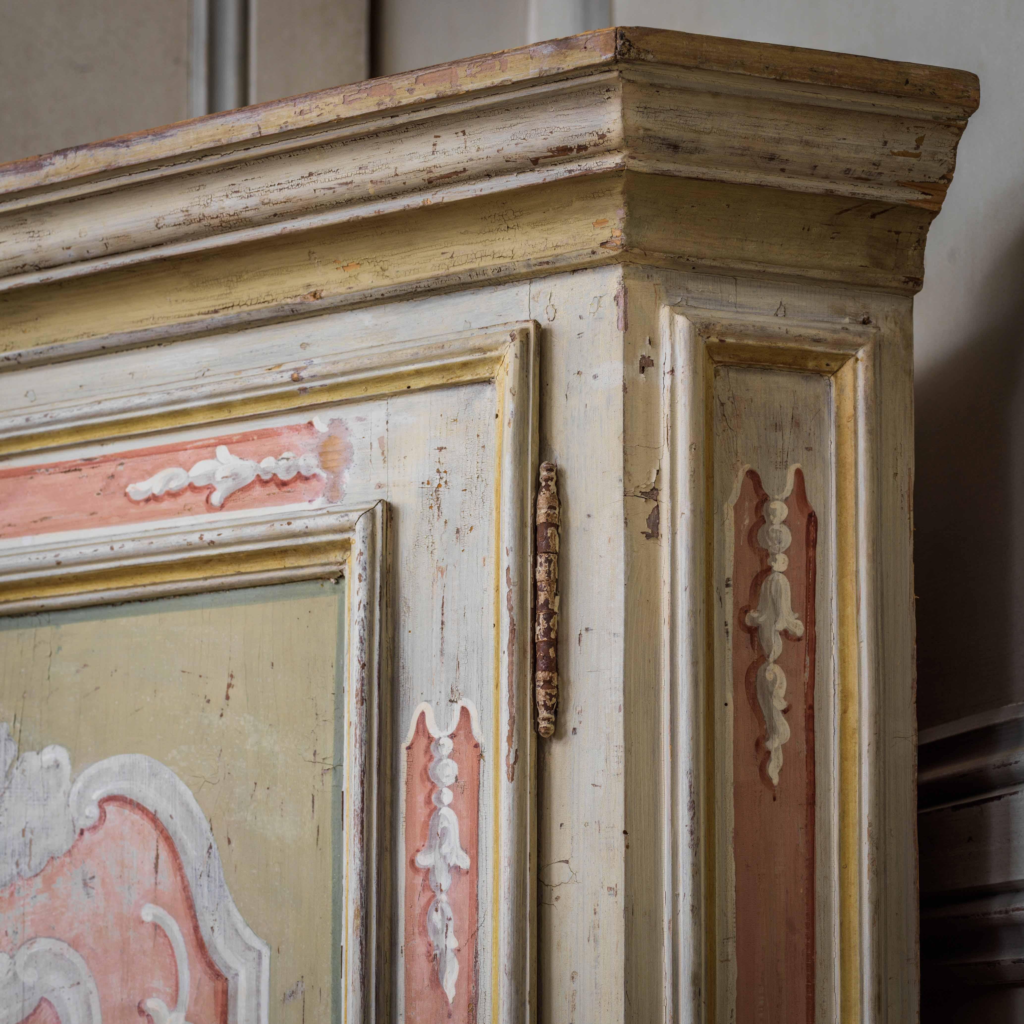 Pair of 19th Century Venetian Hand Painted Painted Corner Cabinets 3