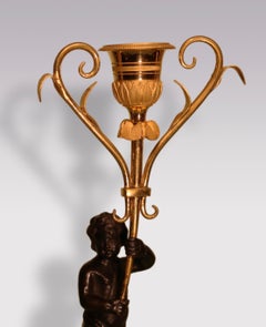 Pair of 19th Century White Marble and Bronze and Ormolu Candlesticks