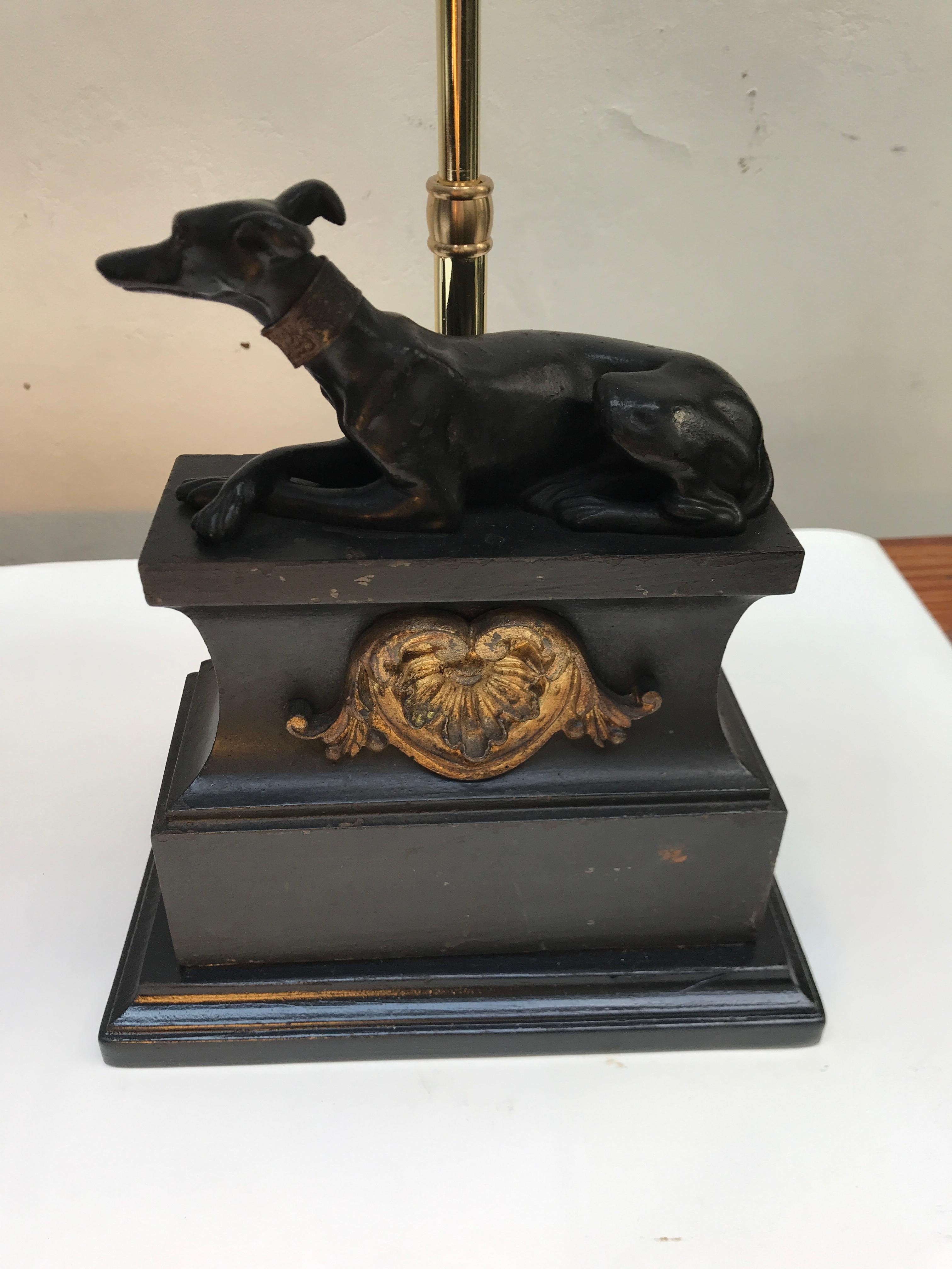 Pair of 19th Century Empire Cast Iron Greyhound Dog Statues Made into Lamps For Sale 6