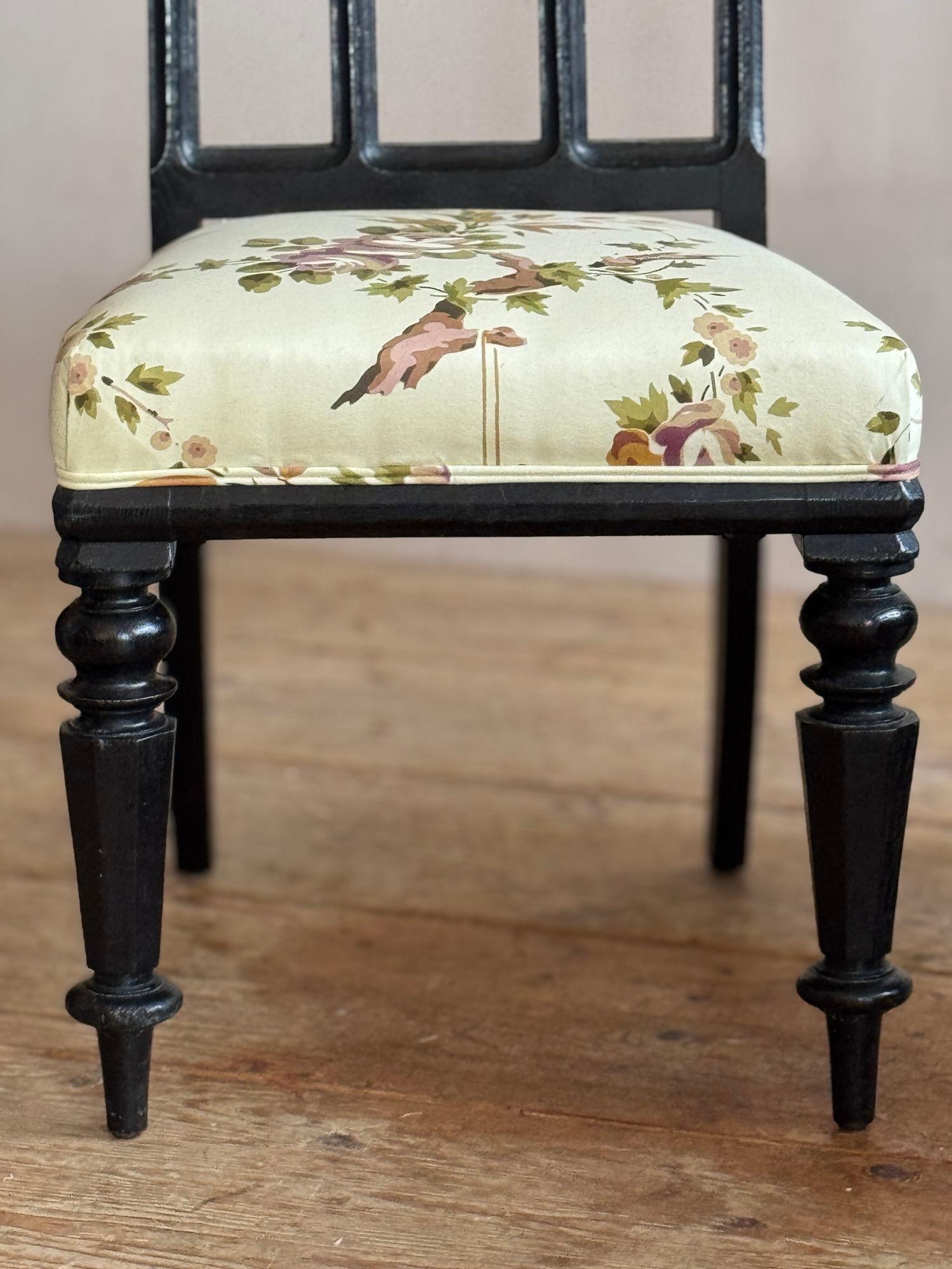 A pair of 19thC ebonised oak gothic revival chairs 3