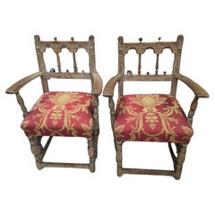 A Pair of 19thc Oak Gothic Revival Style Side Chairs Antique A Pair of 19thc Oak Gothic Revival Style Side Chairs