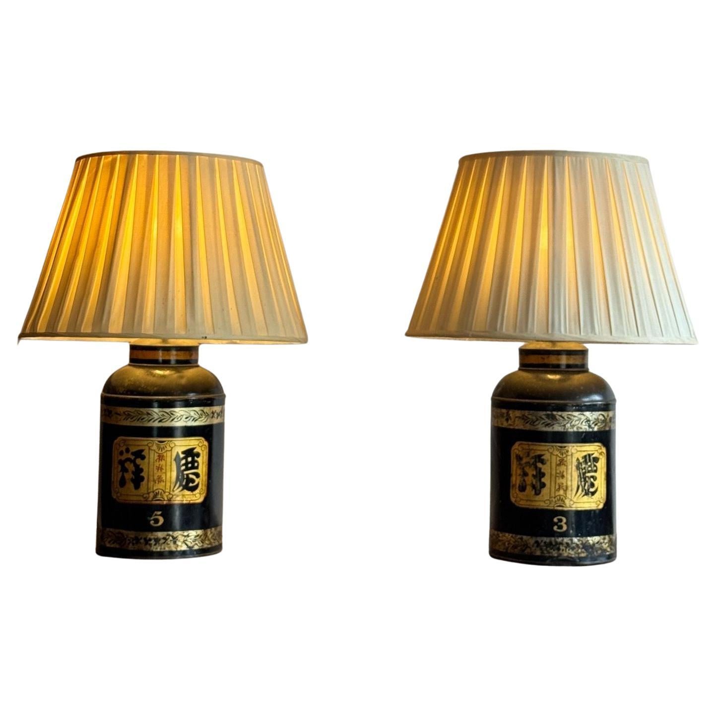 A pair of 19thC tea canister lamps