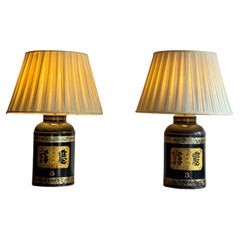 A pair of 19thC tea canister lamps