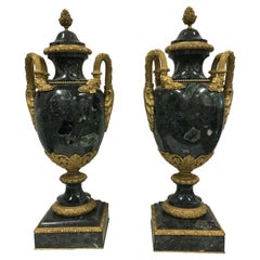 A pair of 19th.Century French Louis XVI St. Belle Epoque Period Marble Urns