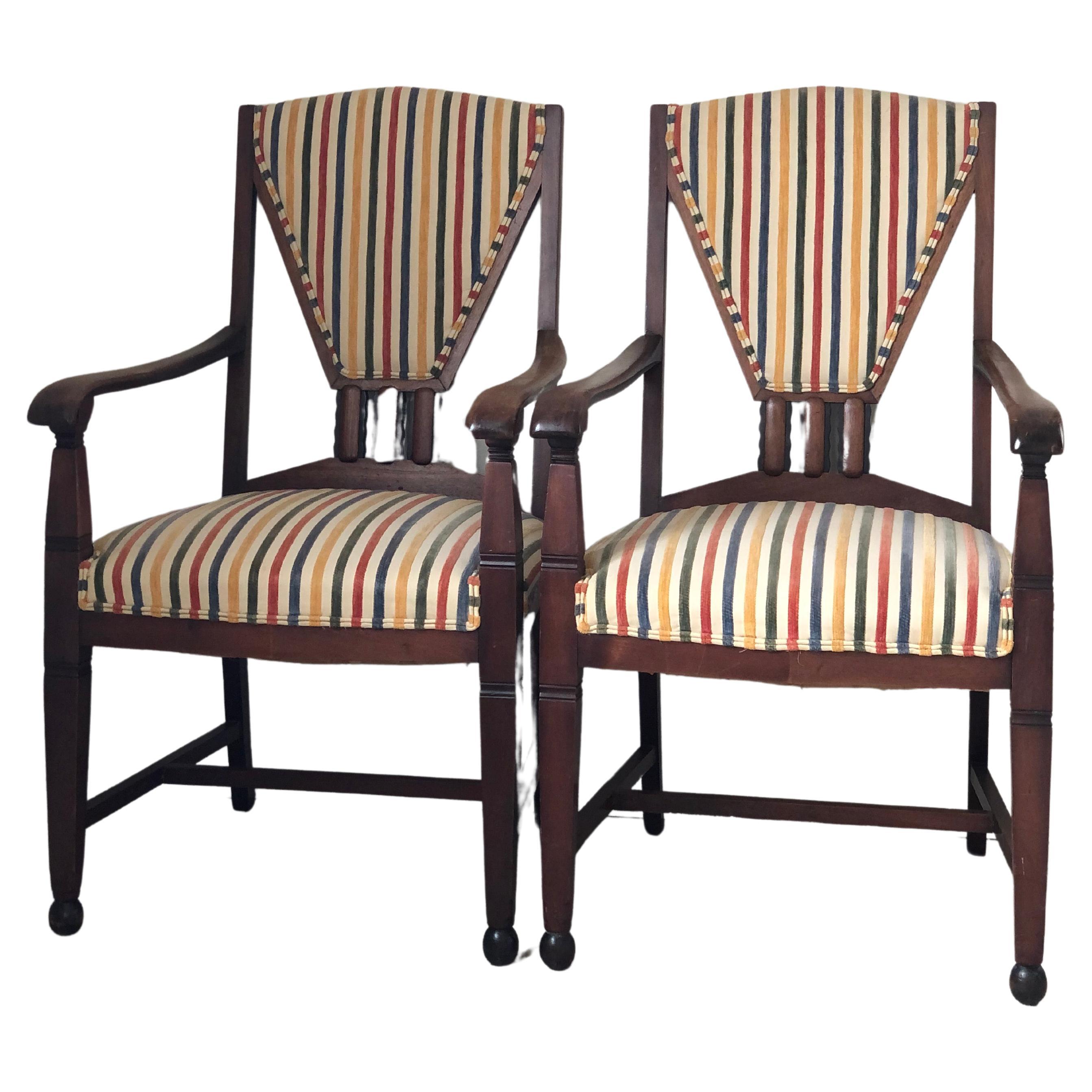 A Pair of 2 Art Deco Amsterdam School ‘t Woonhuys Armchairs The Netherlands 