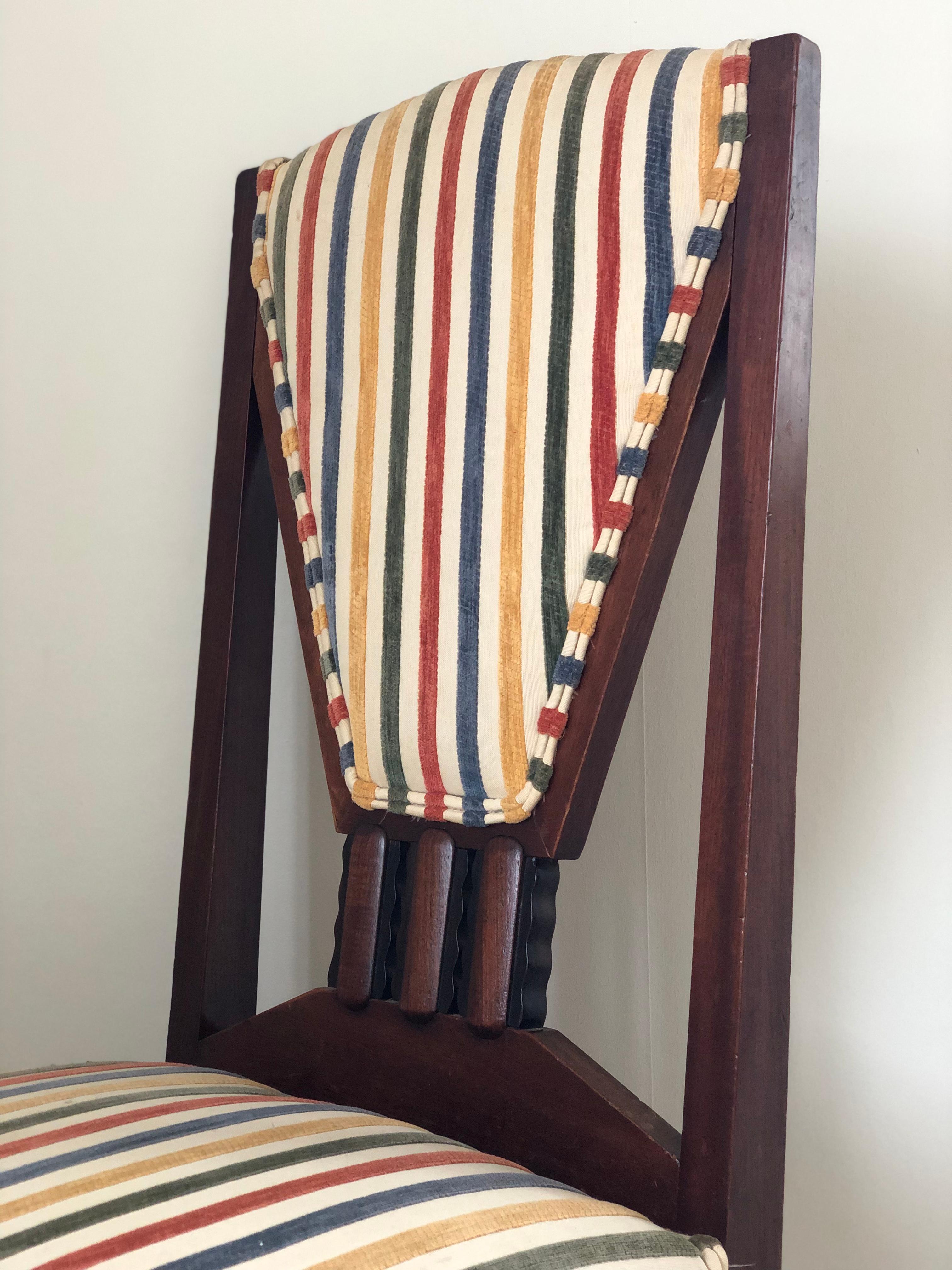 Hand-Carved A Pair of 2 Art Deco Amsterdam School ‘t Woonhuys Dining Chairs The Netherlands  For Sale