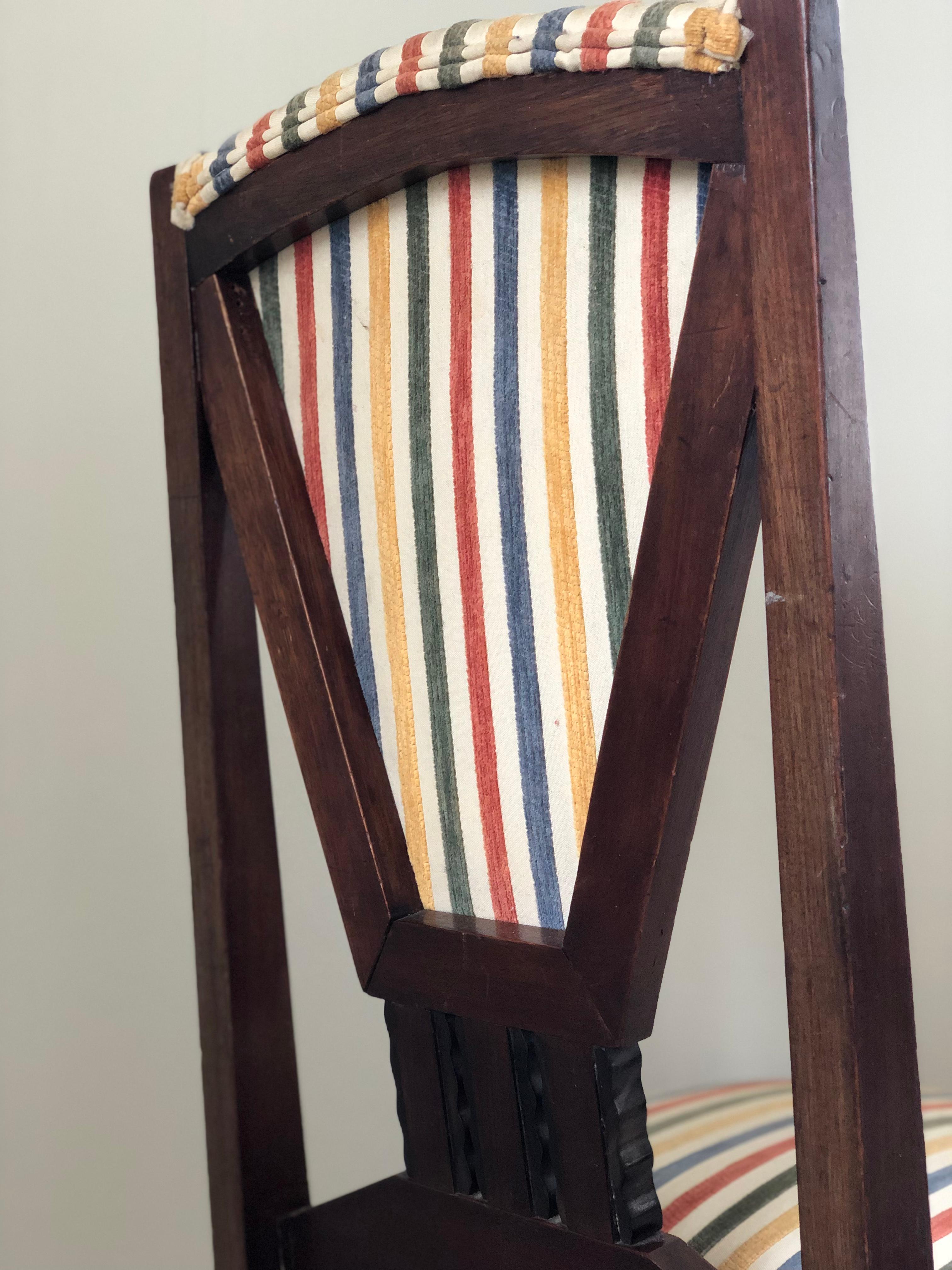 Fabric A Pair of 2 Art Deco Amsterdam School ‘t Woonhuys Dining Chairs The Netherlands  For Sale