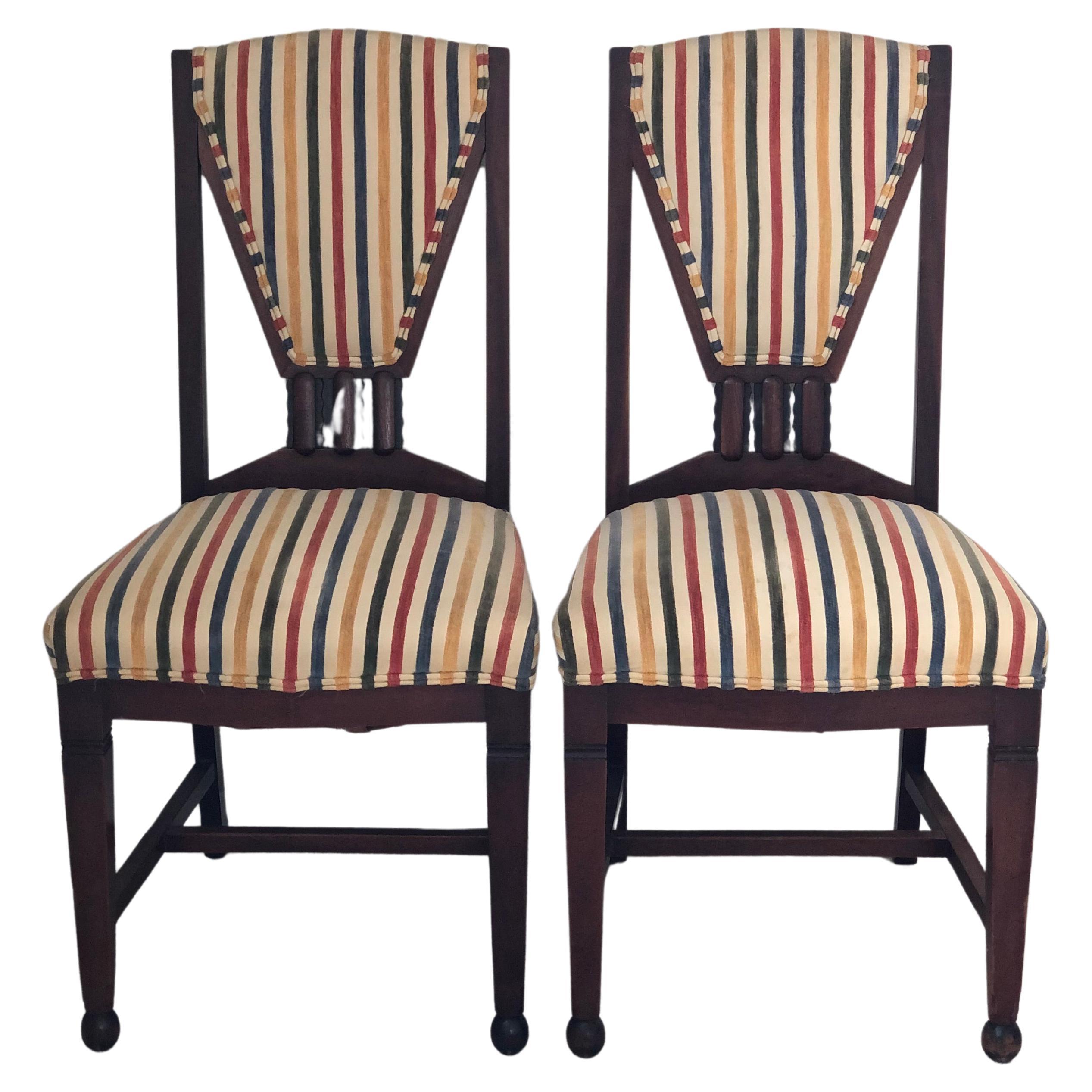 A Pair of 2 Art Deco Amsterdam School ‘t Woonhuys Dining Chairs The Netherlands  For Sale