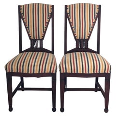 Pair of Art Deco Amsterdam School ‘t Woonhuys Dining Chairs The Netherlands 1930