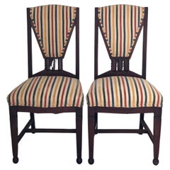 Vintage A Pair of 2 Art Deco Amsterdam School ‘t Woonhuys Dining Chairs The Netherlands 