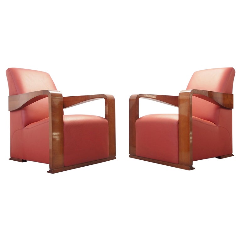 Pair of 2 Art Deco Style Club Chairs Model "Ying" by Hugues Chevalier at  1stDibs