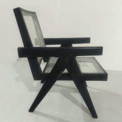 A Pair of 2 Black Authentic Pierre Jeanneret PJ-SI-29-A Easy Chairs, Chandigarh