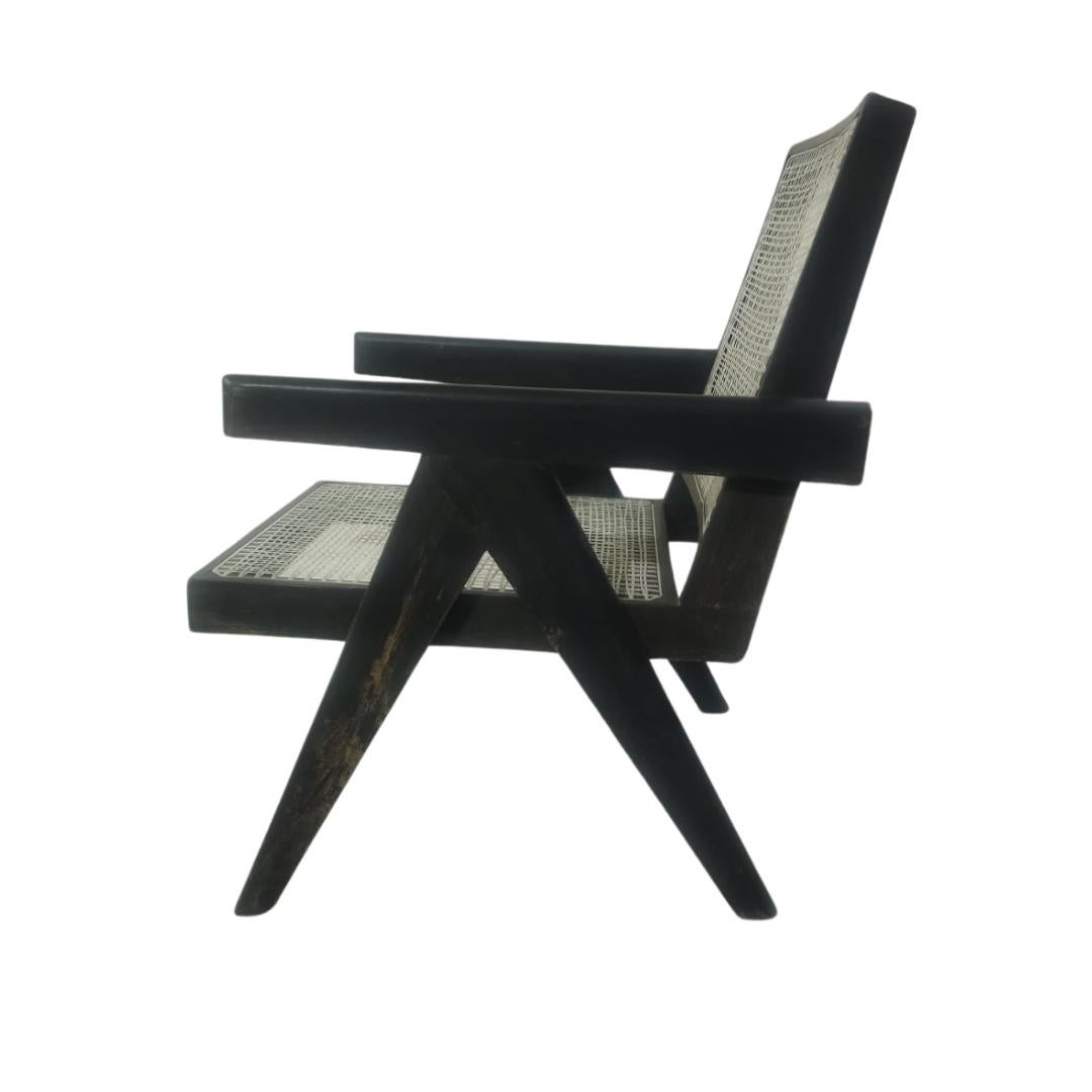 Paire de 2 fauteuils noirs authentiques Pierre Jeanneret PJ-SI-29-A, Chandigarh Bon état - En vente à Amsterdam, NL