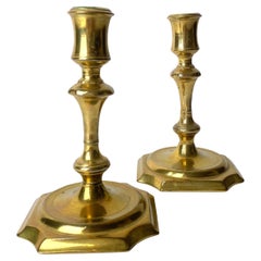 Used A Pair of 2 Lovely Brass Candlesticks, Late Baroque, Early 18th Century