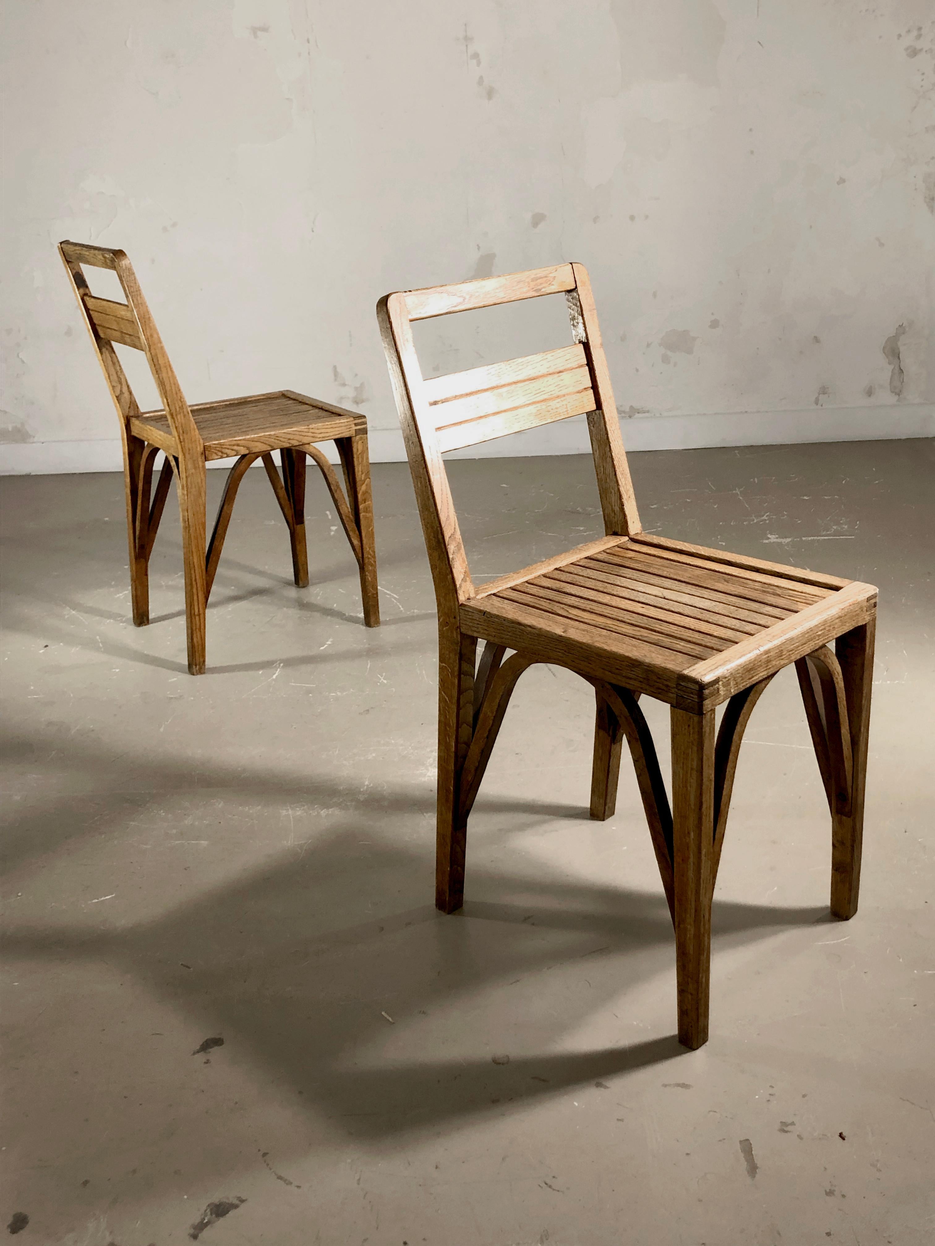 Ein Paar von 2 MID-CENTURY-MODERN Stühlen, im Stil von RENE GABRIEL, Frankreich 1950 im Angebot 4