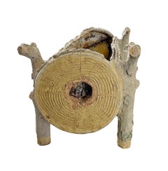 A Pair of 20th Century Barrel Garden Planters in Faux Bois from France