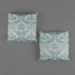 A Pair of 20th Century Blue and White Fortuny Style Cushions
