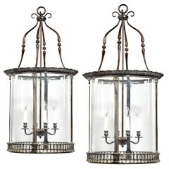 Pair of 20th Century Brass Hanging Lanterns in the Style of Lutyens