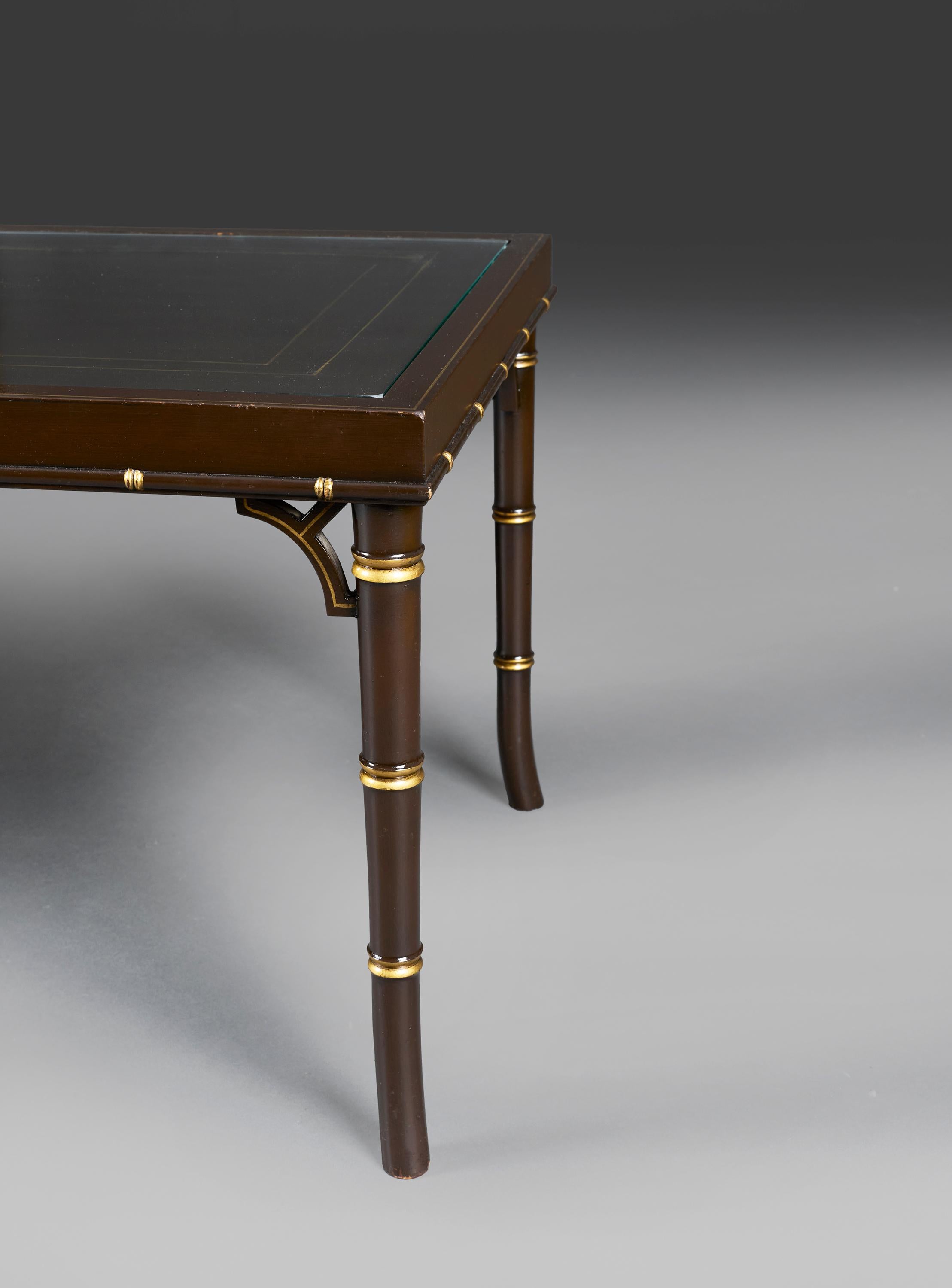 A Pair of 20th Century Chinese Aubergine Lacquer Low Tables. For Sale 1