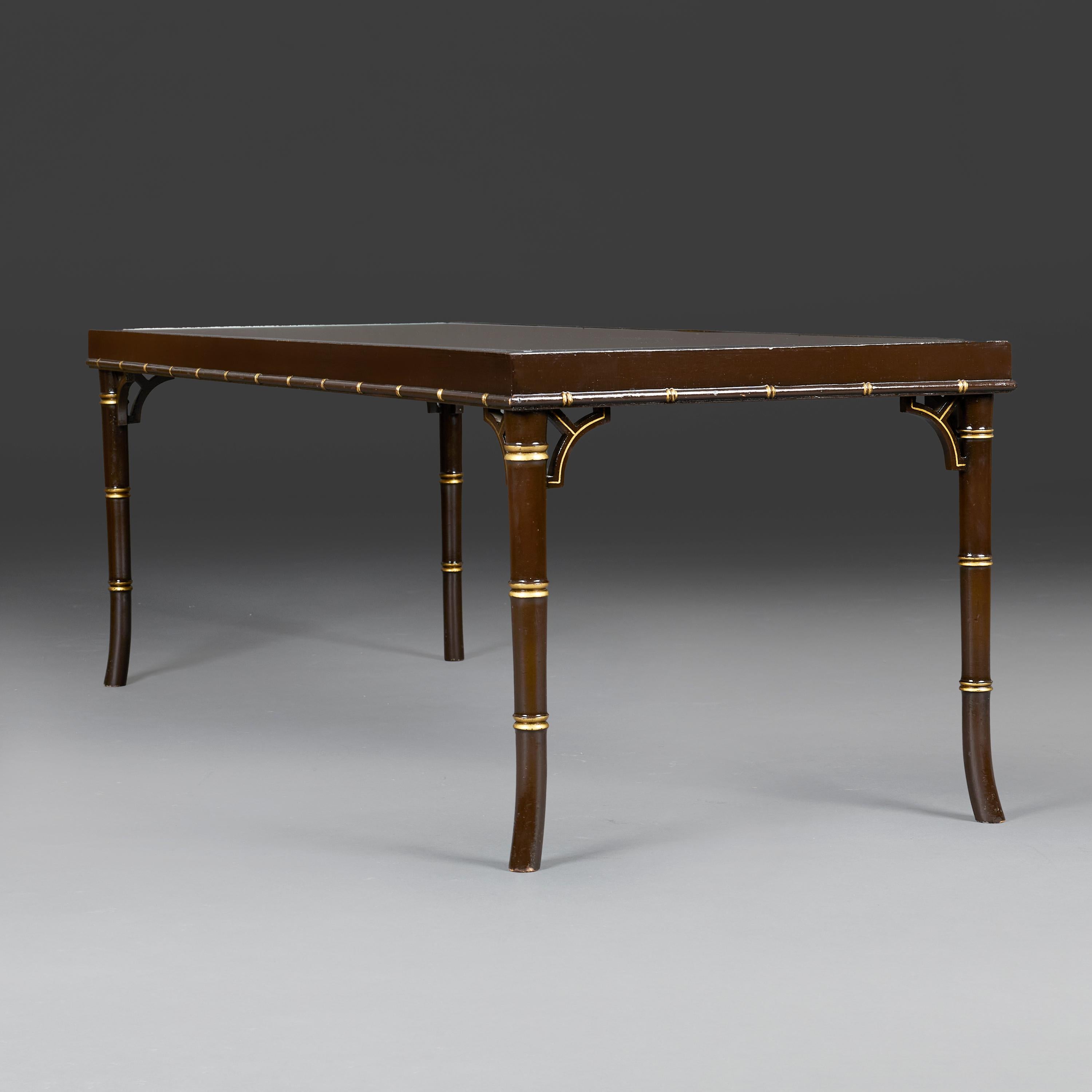 A Pair of 20th Century Chinese Aubergine Lacquer Low Tables. For Sale 2