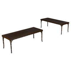 A Pair of 20th Century Chinese Aubergine Lacquer Low Tables.