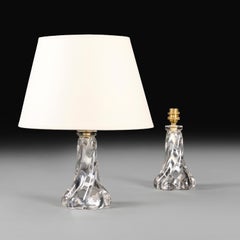 A Pair of 20th Century Clear Twisted Murano Glass Lamps