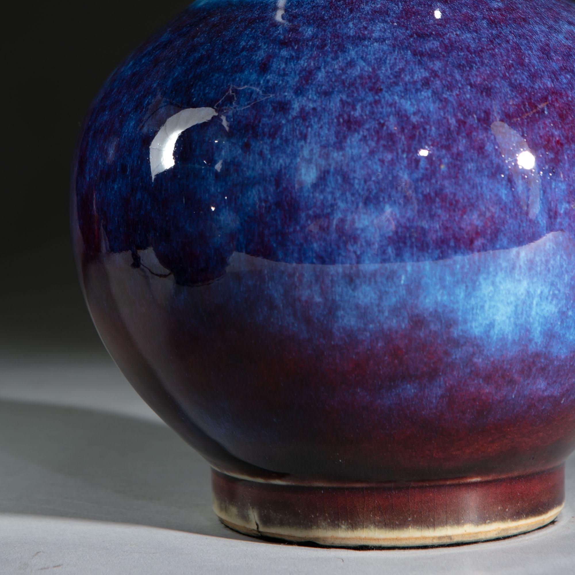 Pair of 20th Century Double Gourd Flambé Glazed Table Lamps In Good Condition In London, GB