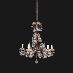 Paire de lustres à fleurs en verre taillé français du 20e siècle
