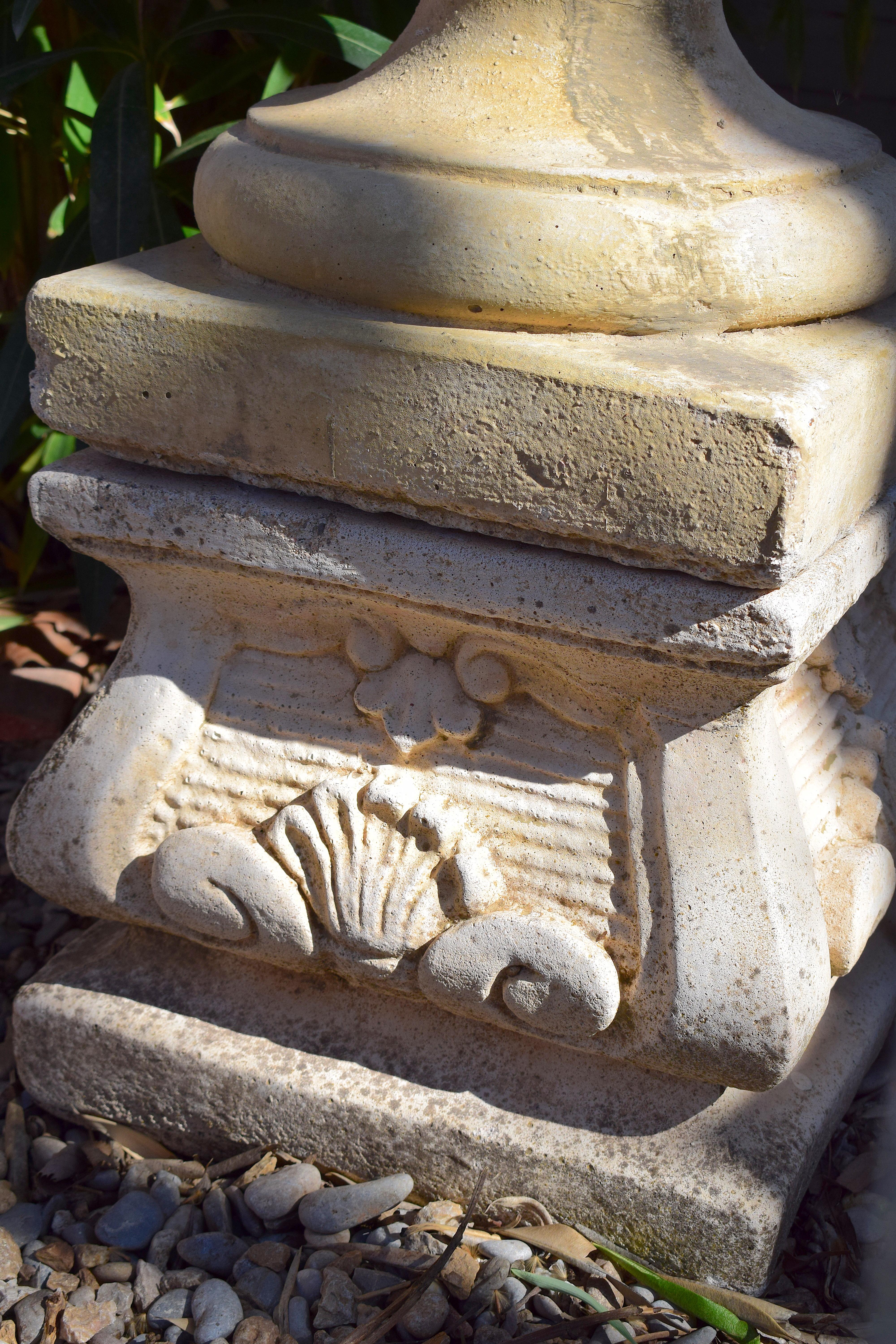 Pair of 20th Century Garden Cherubs on Square Plinths For Sale 7