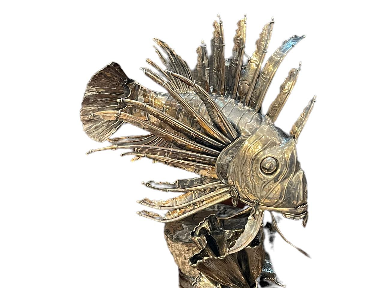 Buccellati pair of 20th Century, Italian Silver Lionfish, from Milan For Sale 7