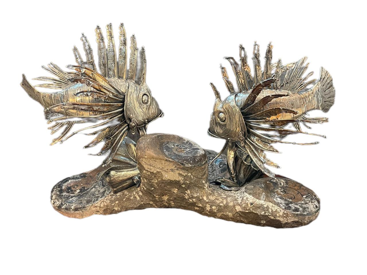 Buccellati pair of 20th Century, Italian Silver Lionfish, from Milan For Sale 8