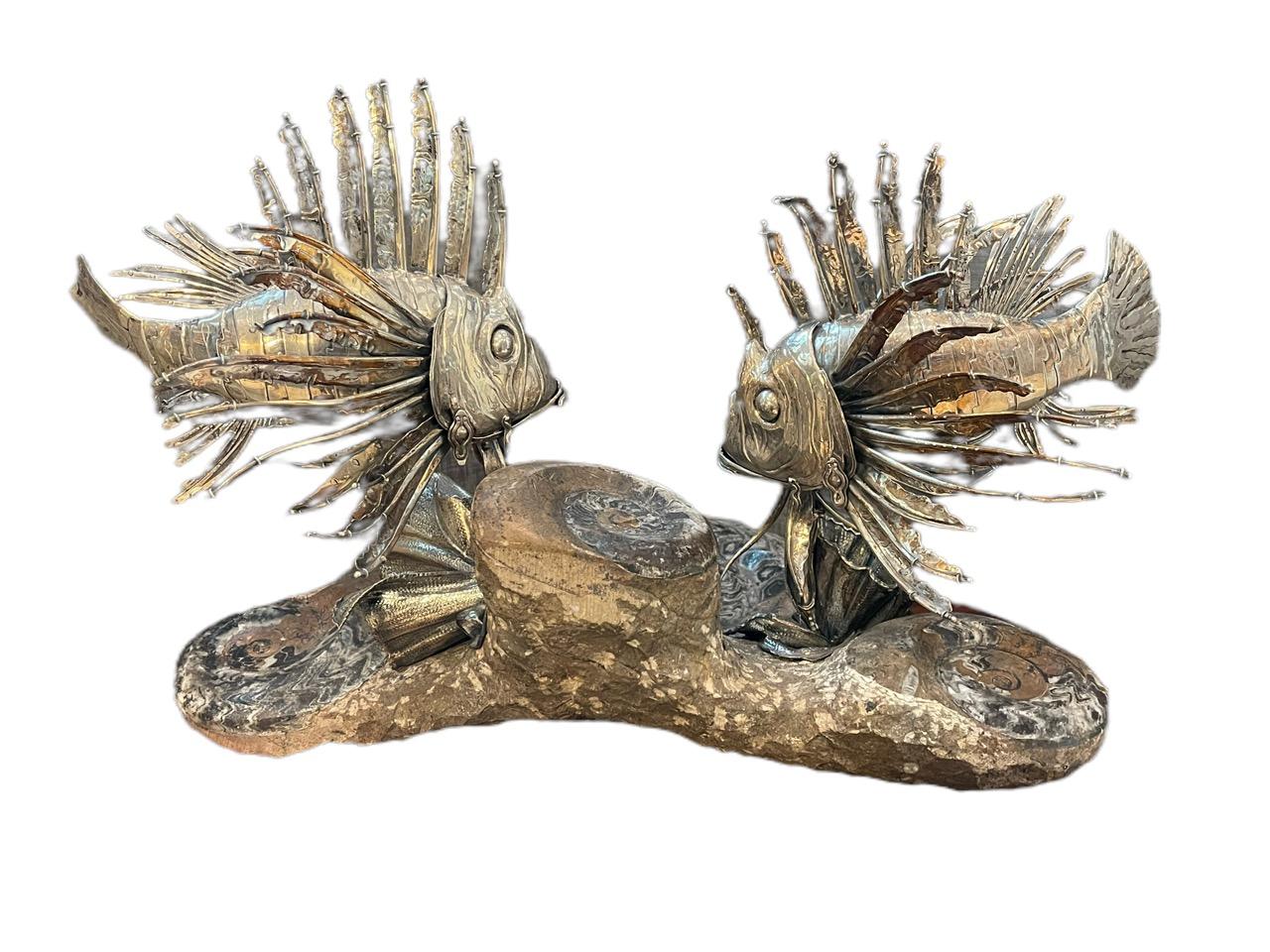 Buccellati coppia di pesci leone in argento del XX secolo, da Milano in vendita 8