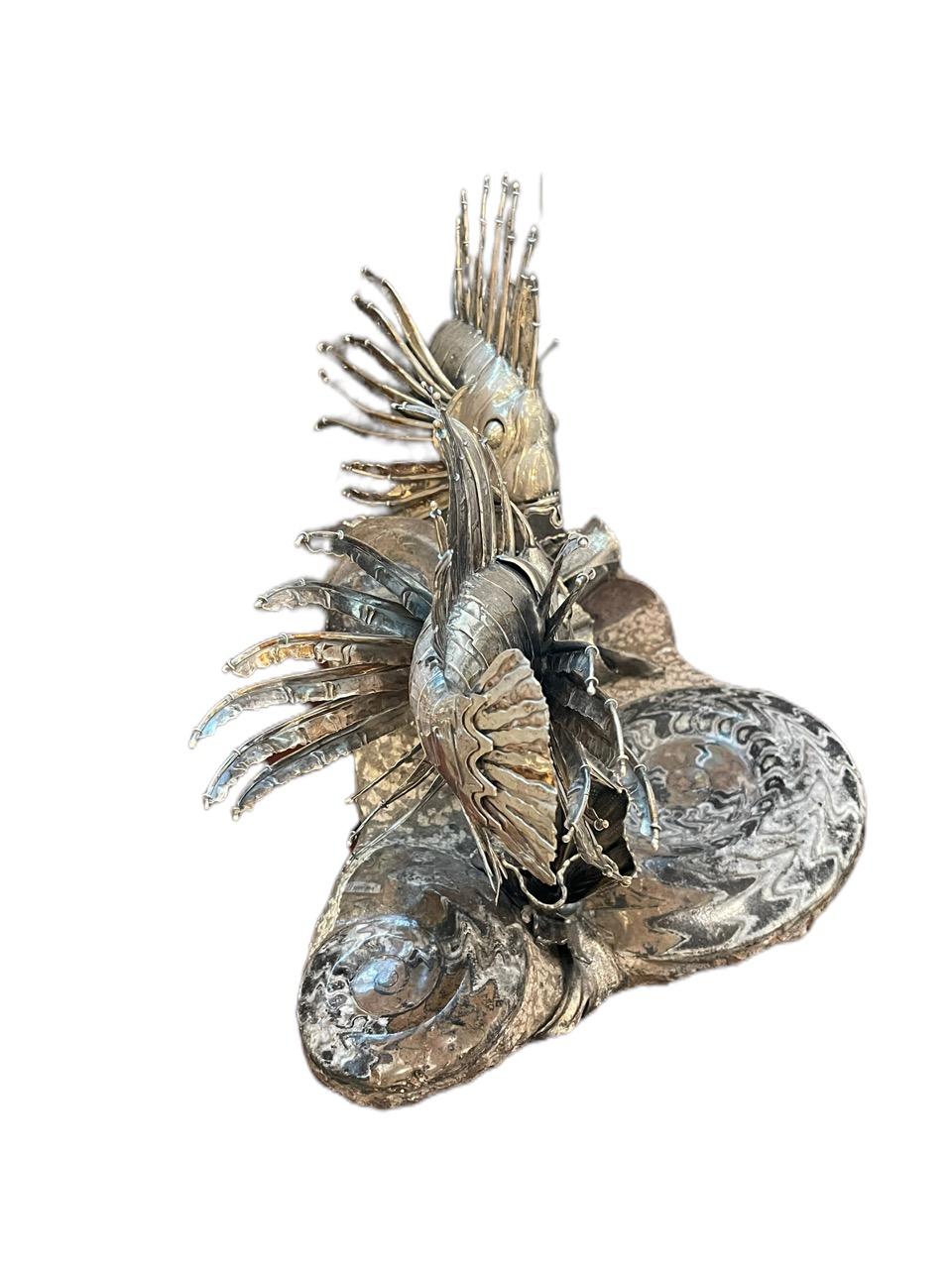 Buccellati pair of 20th Century, Italian Silver Lionfish, from Milan For Sale 10